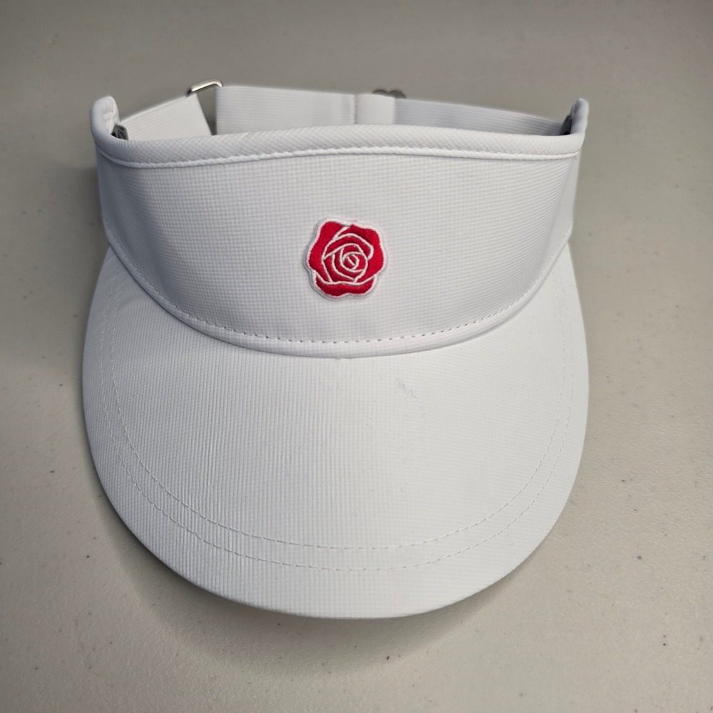 Imperial Visor Womens OSFA White Red Rose Embroidered Adjustable Golf Hat 3161X